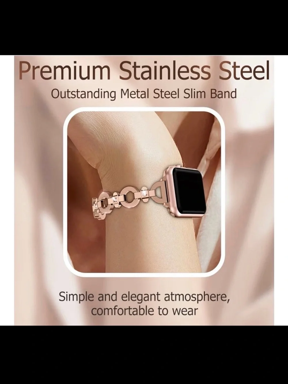 Tauri Rose Gold Bling Smartwatch Band